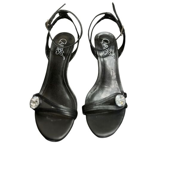 Carlos Santana Sparkle Strappy Black Kitten Heel Size 7 - Picture 1 of 5